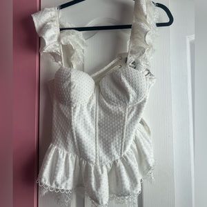 AKIRA lace white corset top